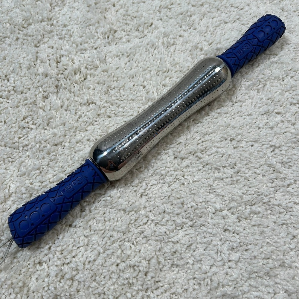 Go Fit Polar Massage Bar Blue Silver Cold Therapy Roller Muscle Recovery GOFIT